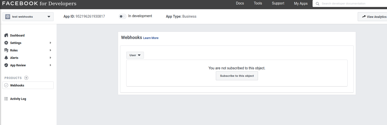 Configuring Facebook webhooks