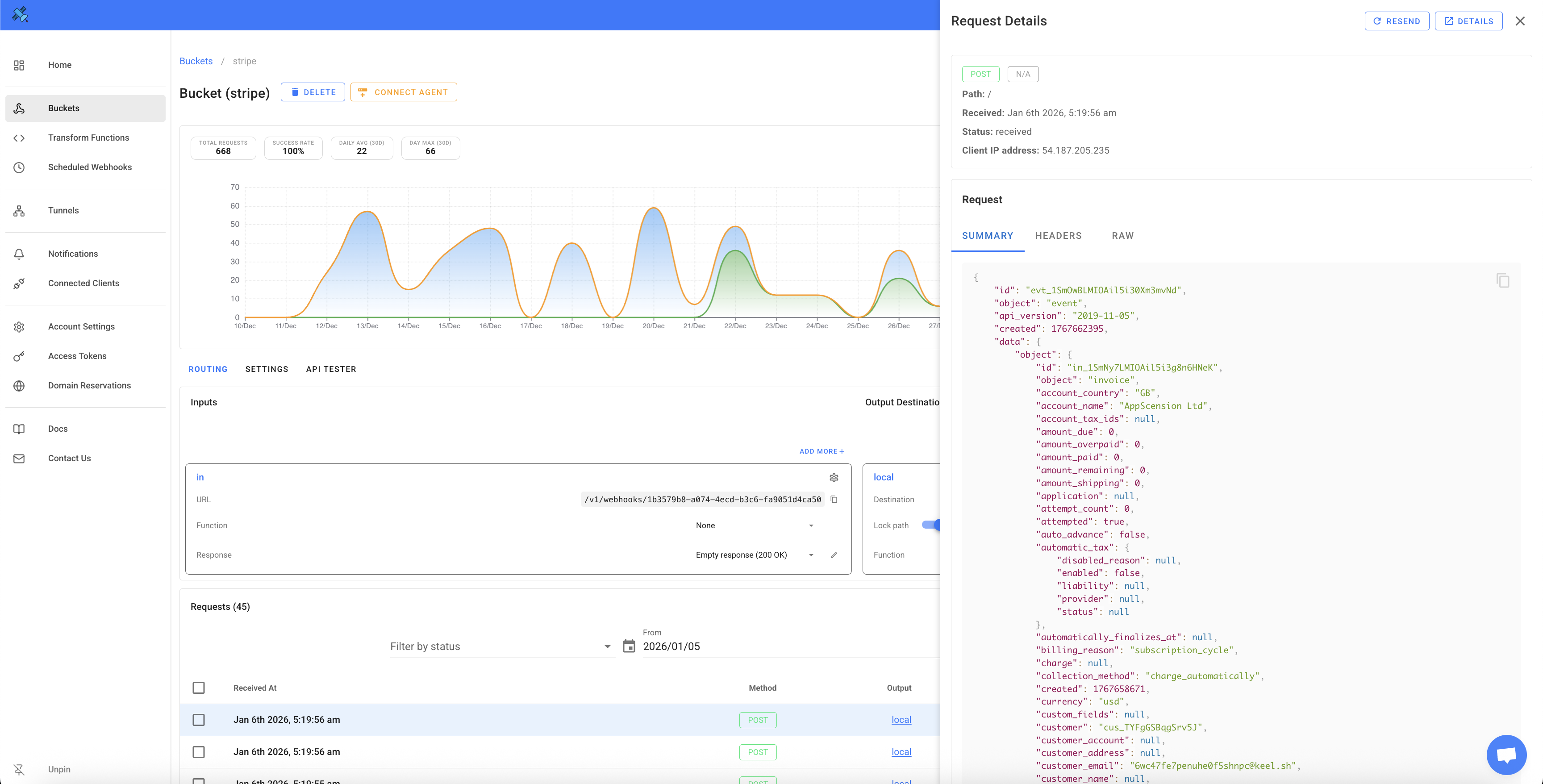 Webhook Relay Dashboard debugging