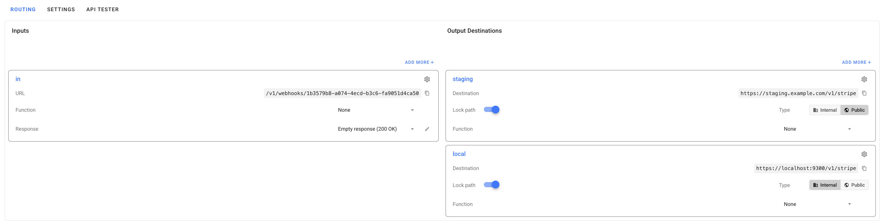 Forwarding to local and staging