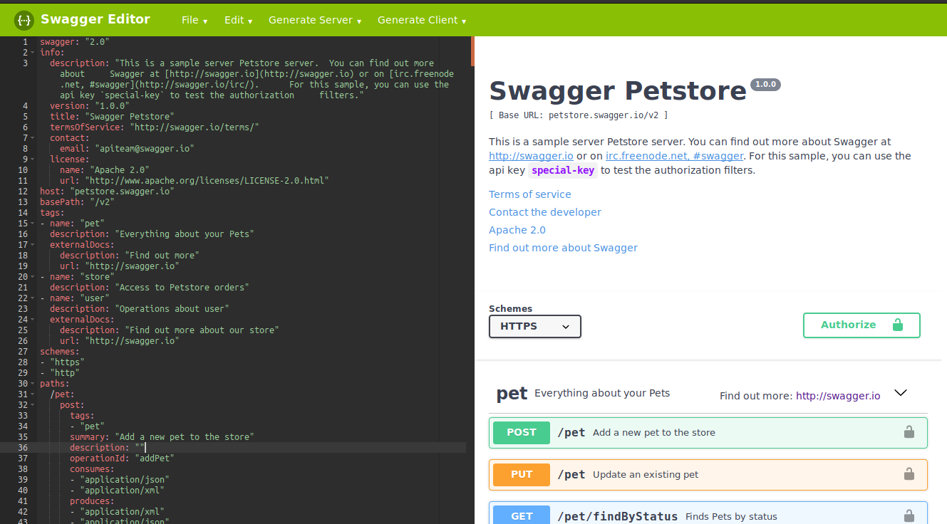 Swagger editor