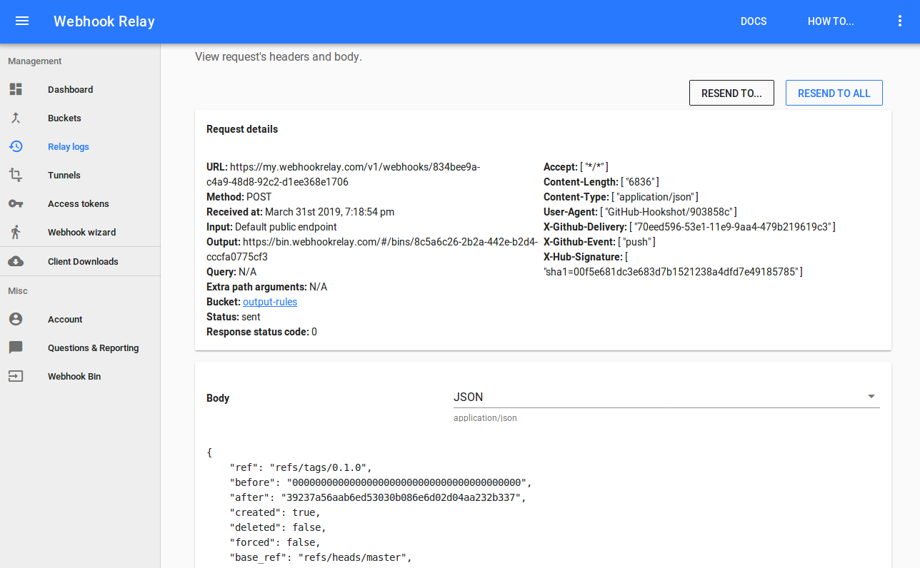 github tag webhook details