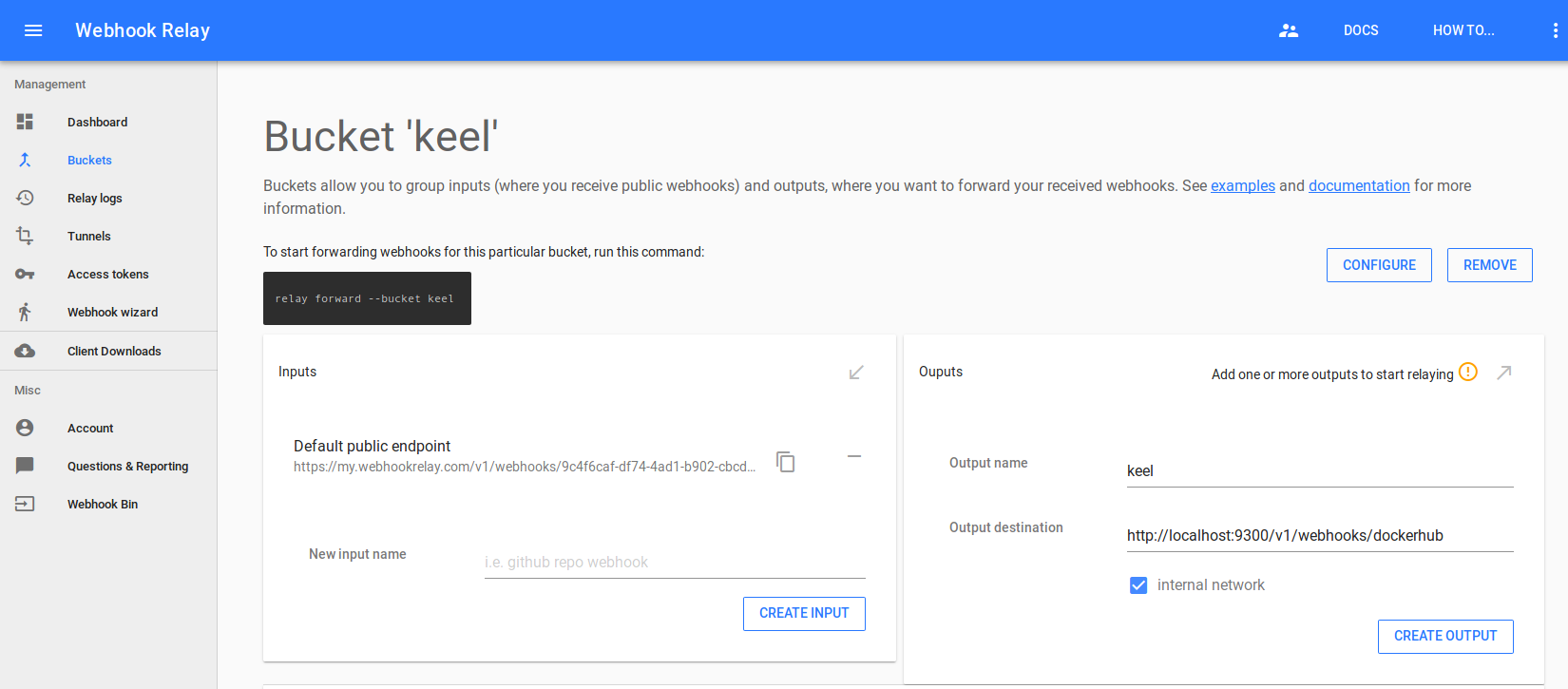 Rancher Webhook Relay output create