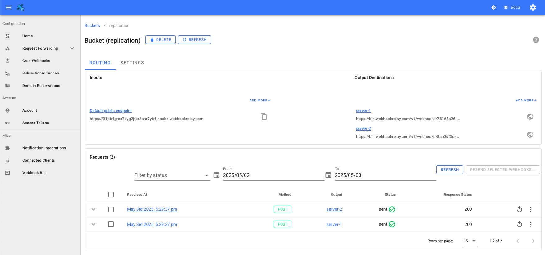 Forward webhooks to multiple destinations