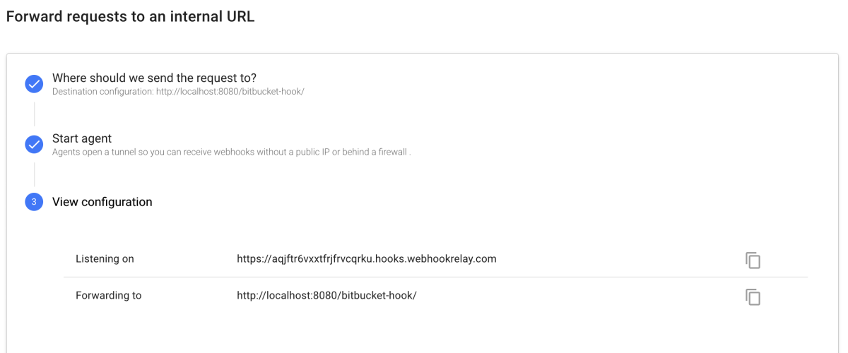 Our public URL is 'https://aqjftr6vxxtfrjfrvcqrku.hooks.webhookrelay.com'